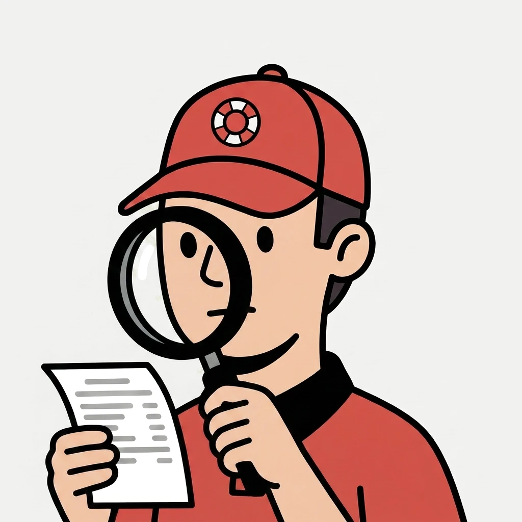 La mascotte Resto Action examine une facture à la loupe